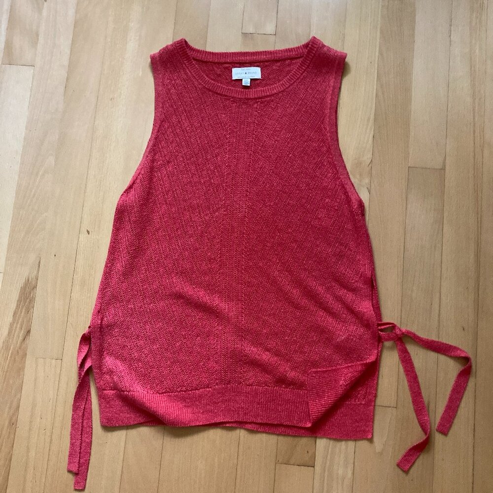 Coral Shortsleeve Linen Knit Tank Top Shirt SMALL